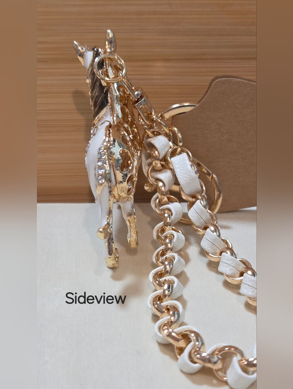 Glam White Enamel Prancing Horse Keychain & Braided Chain Bag Charm 🐎 - Picture 13 of 14